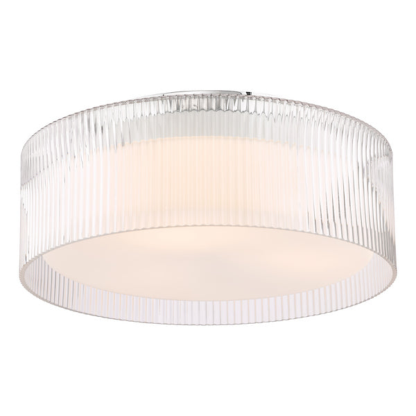 Dar Lighting Geryon Bathroom IP44 3 Light Polished Chrome & Ribbed Glass Flush