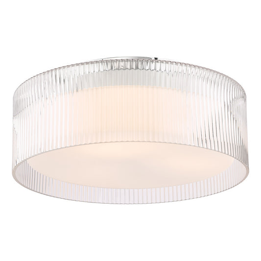 Dar Lighting Geryon Bathroom IP44 3 Light Polished Chrome & Ribbed Glass Flush