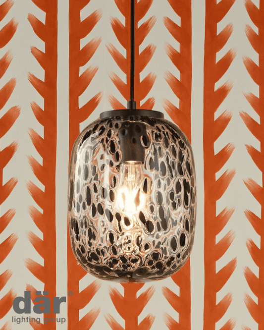 Dar Lighting Gethin Matt Black Glass & Black Confetti Glass Pendant