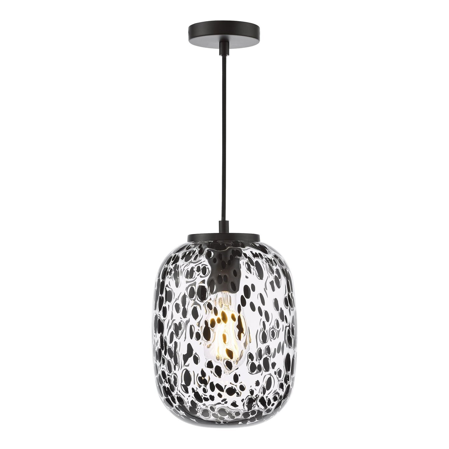 Dar Lighting Gethin Matt Black Glass & Black Confetti Glass Pendant