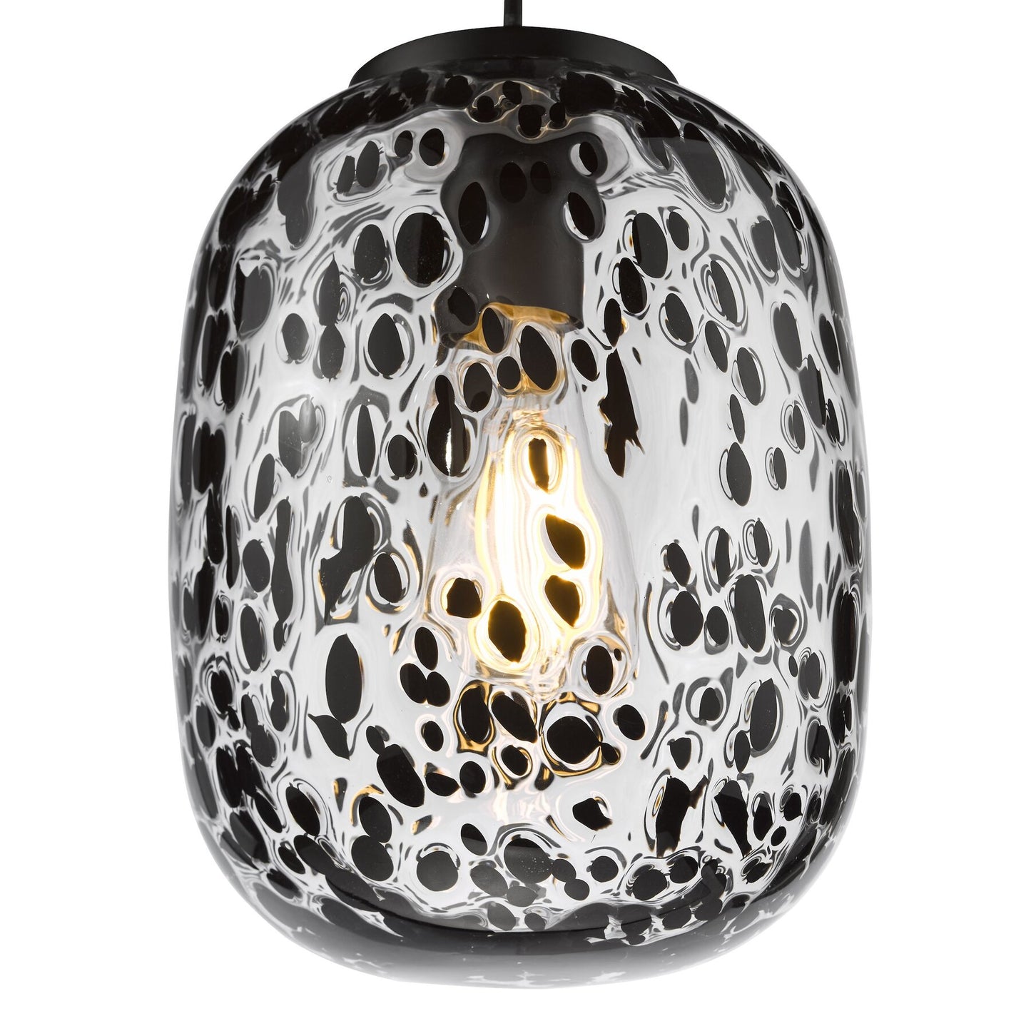 Dar Lighting Gethin Matt Black Glass & Black Confetti Glass Pendant