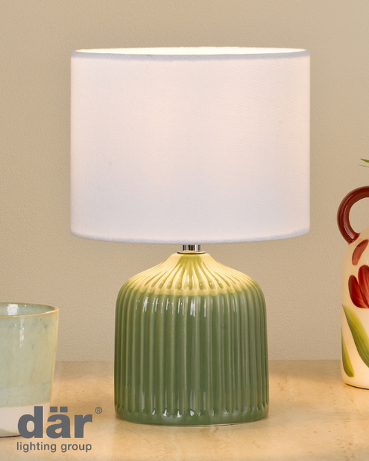 Dar Lighting Gigi Green Table Lamp With Shade (Twin Pack)