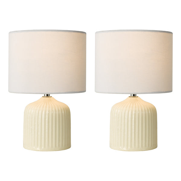 Dar Lighting Gigi Cream Table Lamp With Shade (Twin Pack)
