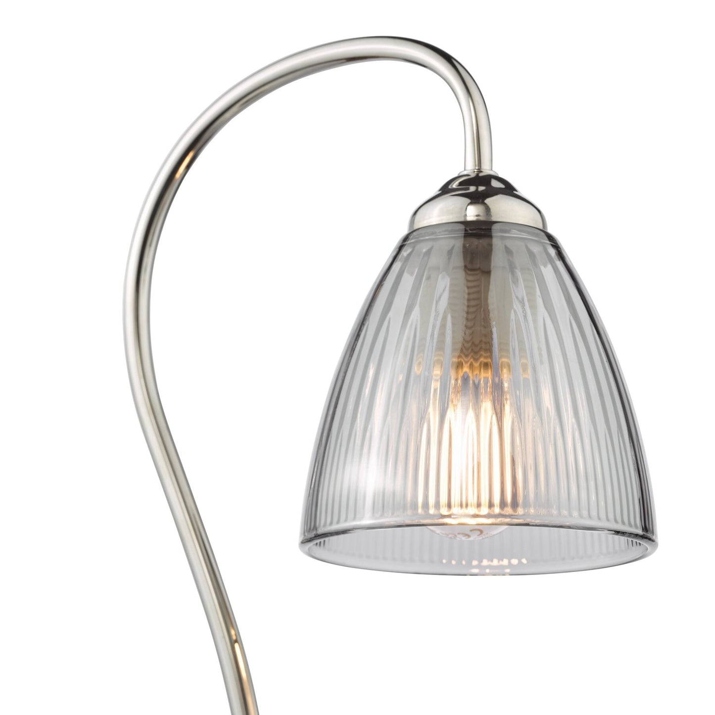 Dar Lighting Glynis Polished Nickel & Smoked Ribbed Glass Table Lamp