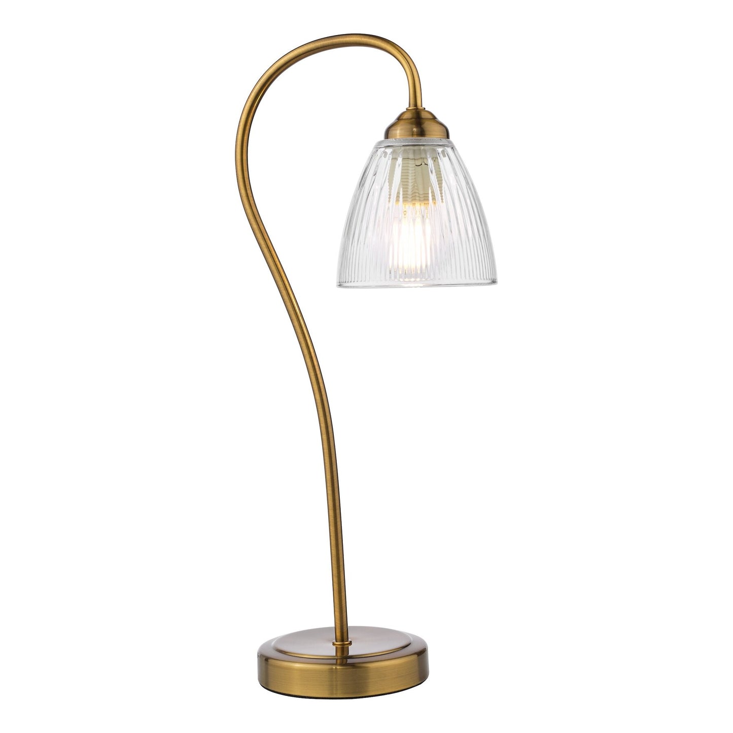 Dar Lighting Glynis Antique Bronze & Ribbed Glass Table Lamp