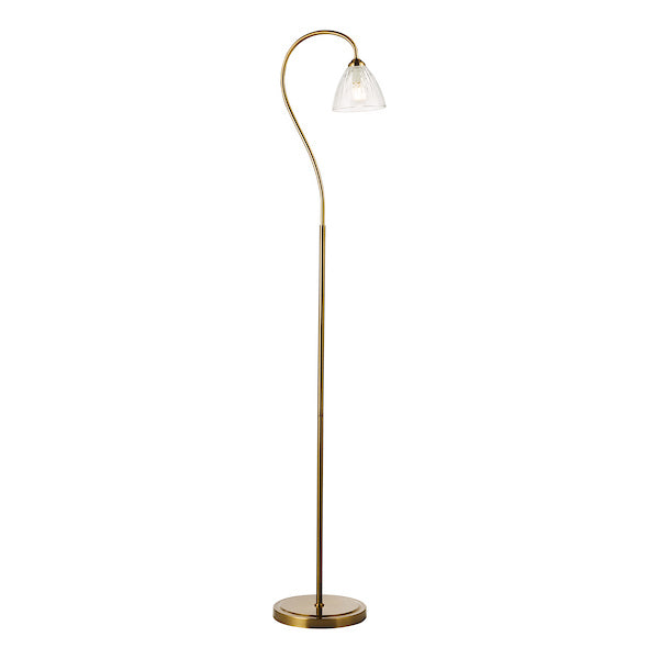 Dar Lighting Glynis Antique Bronze & Ribbed Glass Floor Lamp