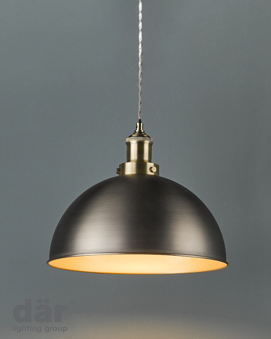 Dar Lighting Governor Antique Chrome & Brass Pendant