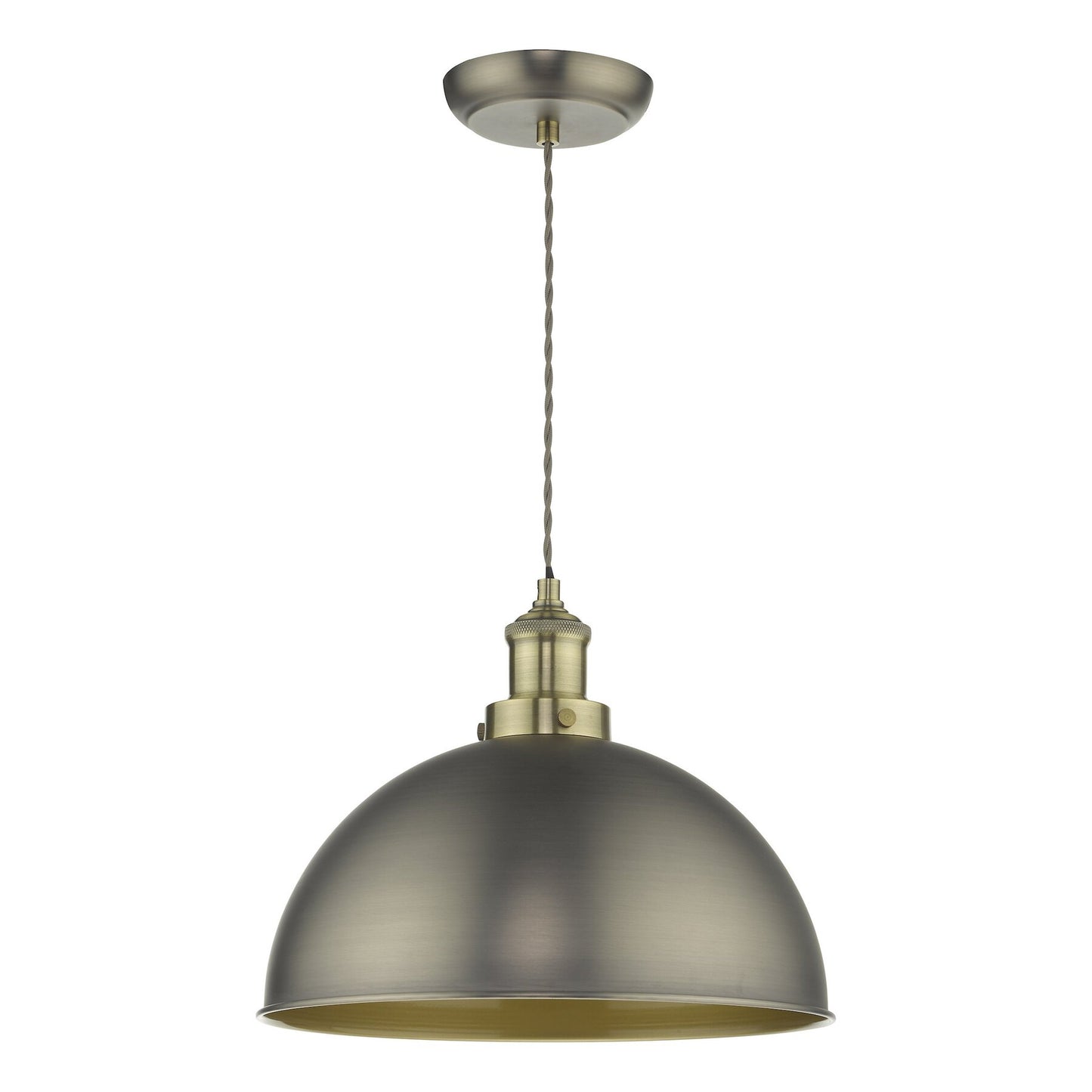 Dar Lighting Governor Antique Chrome & Brass Pendant