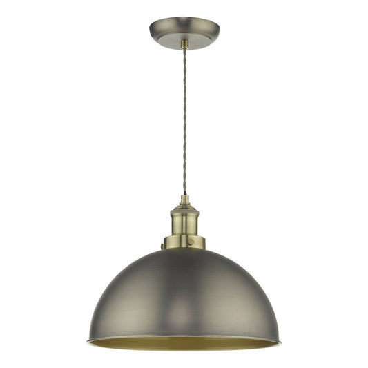 Dar Lighting Governor Antique Chrome & Brass Pendant