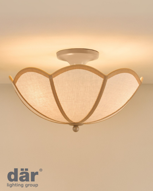 Dar Lighting Giuliana 3 Light Rattan & Satin Taupe Semi Flush