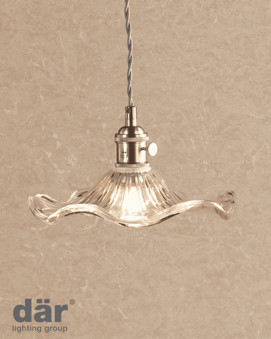 Dar Lighting Hadano Antique Chrome & Wavy Glass Pendant