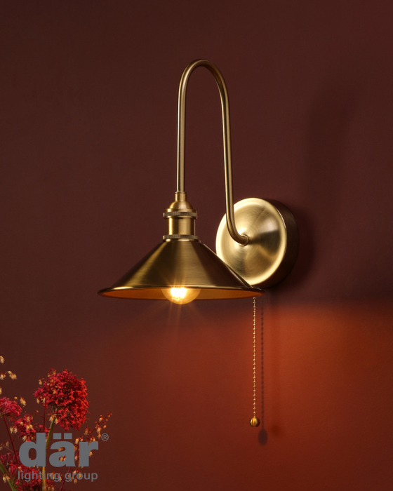 Dar Lighting Hadano Natural Brass & Aged Brass Wall Light