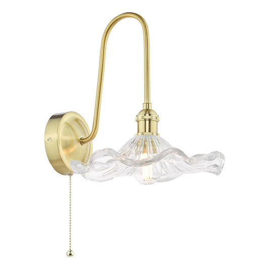 Dar Lighting Hadano Natural Brass & Glass Wall Light