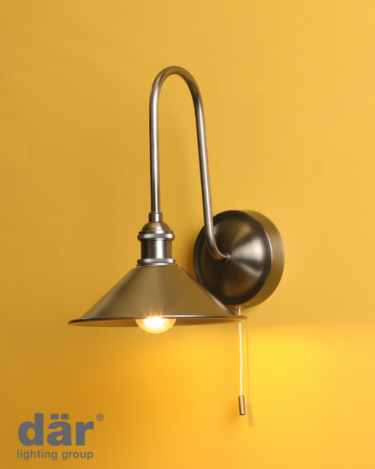 Dar Lighting Hadano Antique Chrome & Aged Brass Wall Light