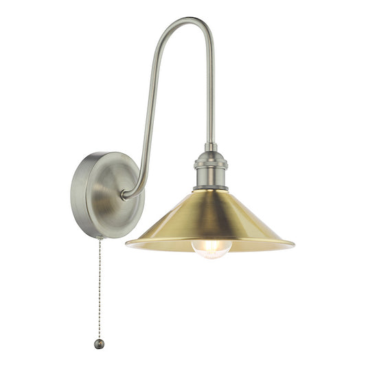 Dar Lighting Hadano Antique Chrome & Aged Brass Wall Light
