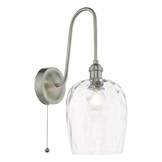 Dar Lighting Hadano Antique Chrome & Glass Wall Light