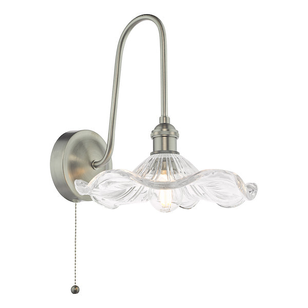 Dar Lighting Hadano Antique Chrome & Glass Wall Light