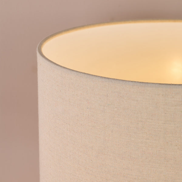 Dar Lighting Havana Small Natural Ceramic & Satin Nickel Table Lamp With Linen Shade