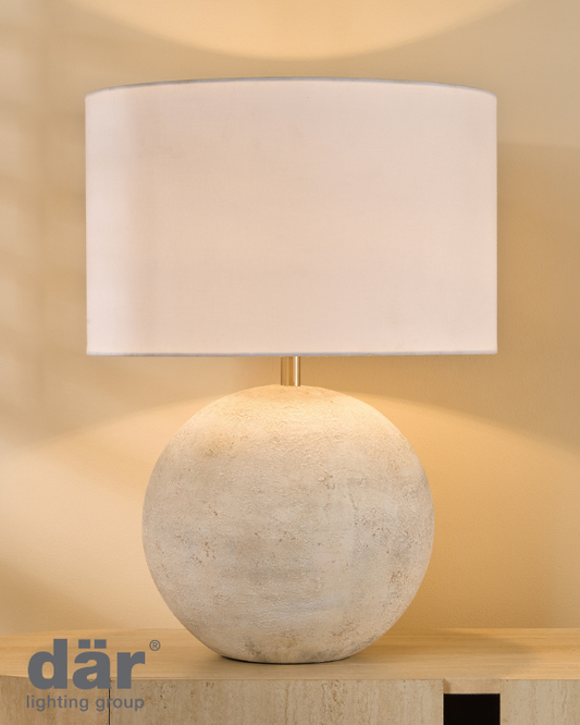 Dar Lighting Havana Ceramic Natural Finish Table Lamp With Shade