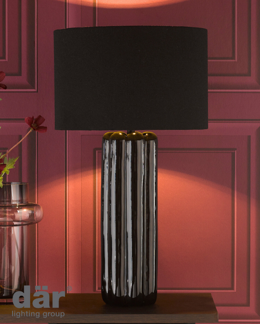 Dar Lighting Hebron Black Table Lamp With Shade