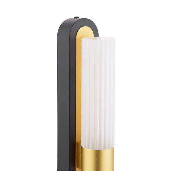 Dar Lighting Hessel 2 Light Matt Black & Gold LED Wall Light