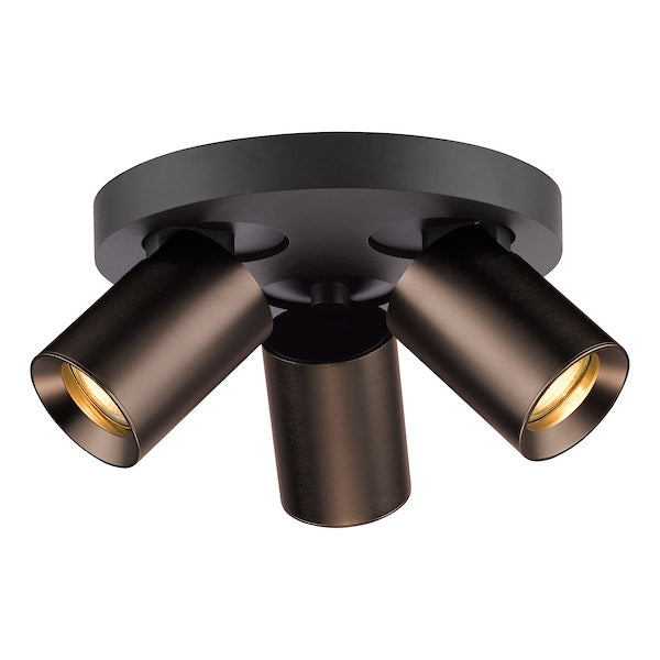 Dar Lighting Hiro 3 Light Satin Bronze & Matt Black Plate Spotlight