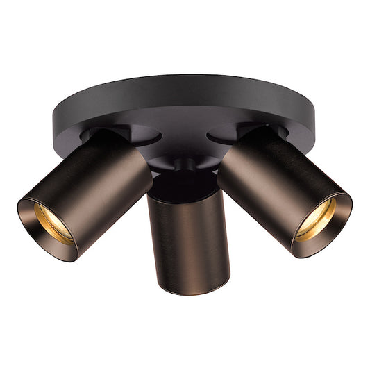 Dar Lighting Hiro 3 Light Satin Bronze & Matt Black Plate Spotlight