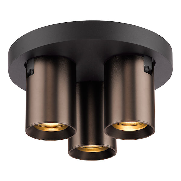 Dar Lighting Hiro 3 Light Satin Bronze & Matt Black Plate Spotlight