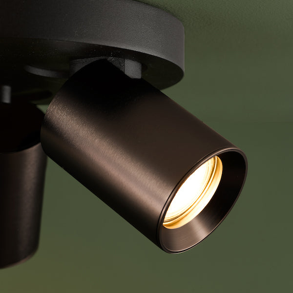 Dar Lighting Hiro 3 Light Satin Bronze & Matt Black Plate Spotlight
