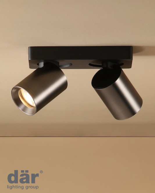 Dar Lighting Hiro 2 Light Satin Bronze & Matt Black Bar Spotlight