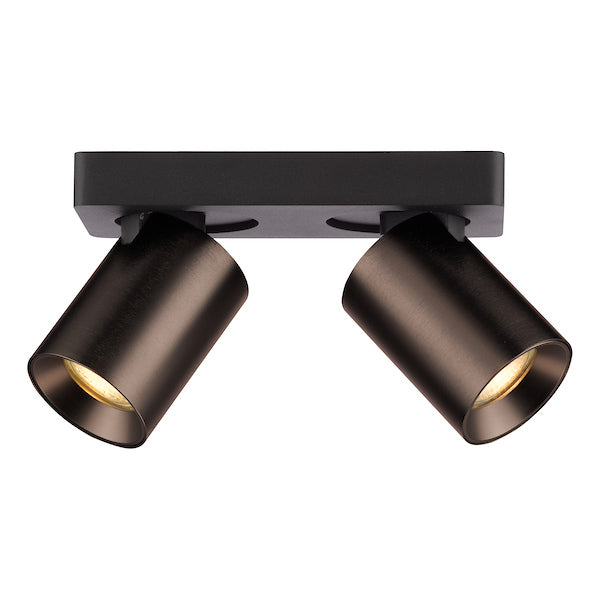 Dar Lighting Hiro 2 Light Satin Bronze & Matt Black Bar Spotlight