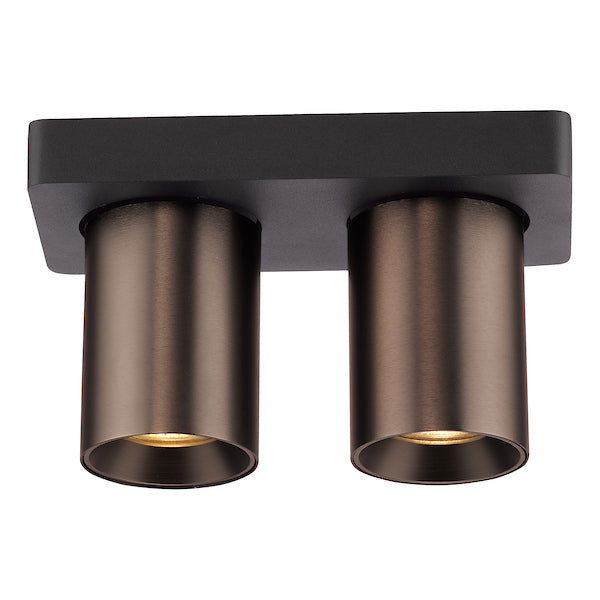Dar Lighting Hiro 2 Light Satin Bronze & Matt Black Bar Spotlight