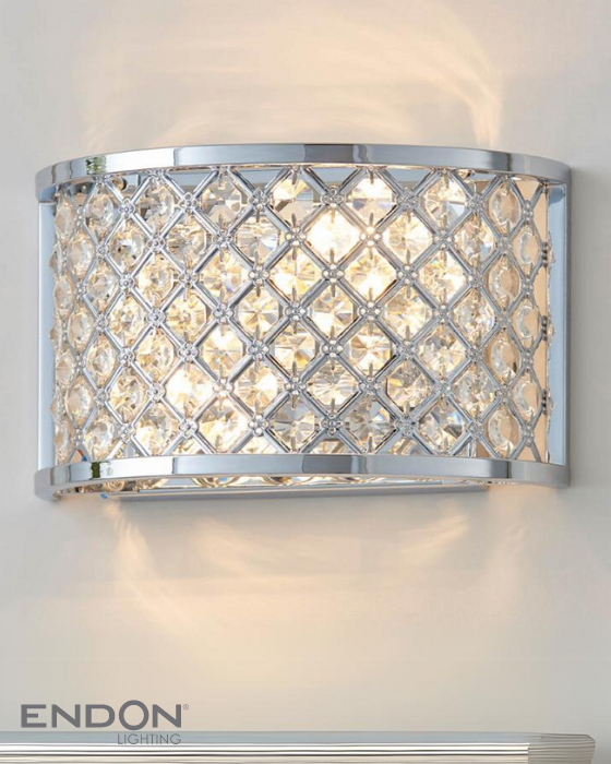 Endon Hudson 2 Light Polished Chrome Wall Light