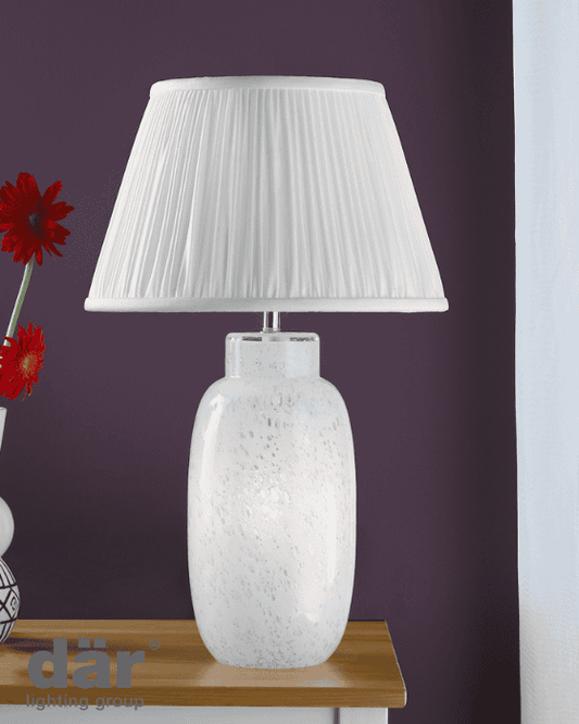Dar Lighting Ileana White Glass Table Lamp With Shade