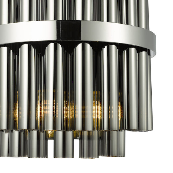 Dar Lighting Imani 2 Light Polished Chrome & Smoked Ribbed Glass Wall Light
