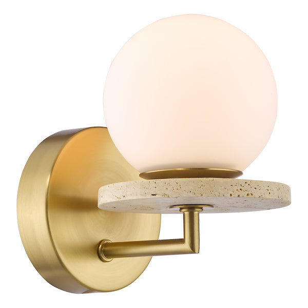 Dar Lighting Inaya Natural Brass & Travertine Wall Light