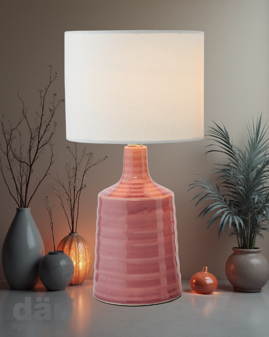 Dar Lighting Inci Pink Table Lamp With Shade (Twin Pack)