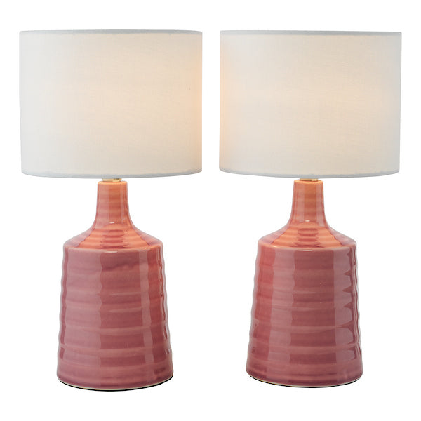 Dar Lighting Inci Pink Table Lamp With Shade (Twin Pack)
