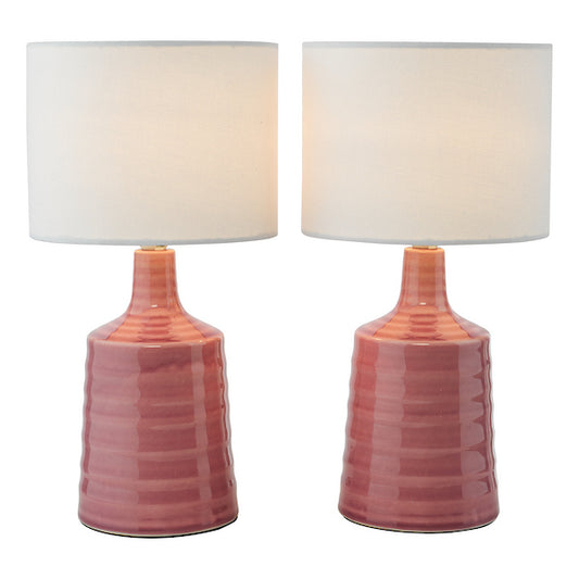 Dar Lighting Inci Pink Table Lamp With Shade (Twin Pack)