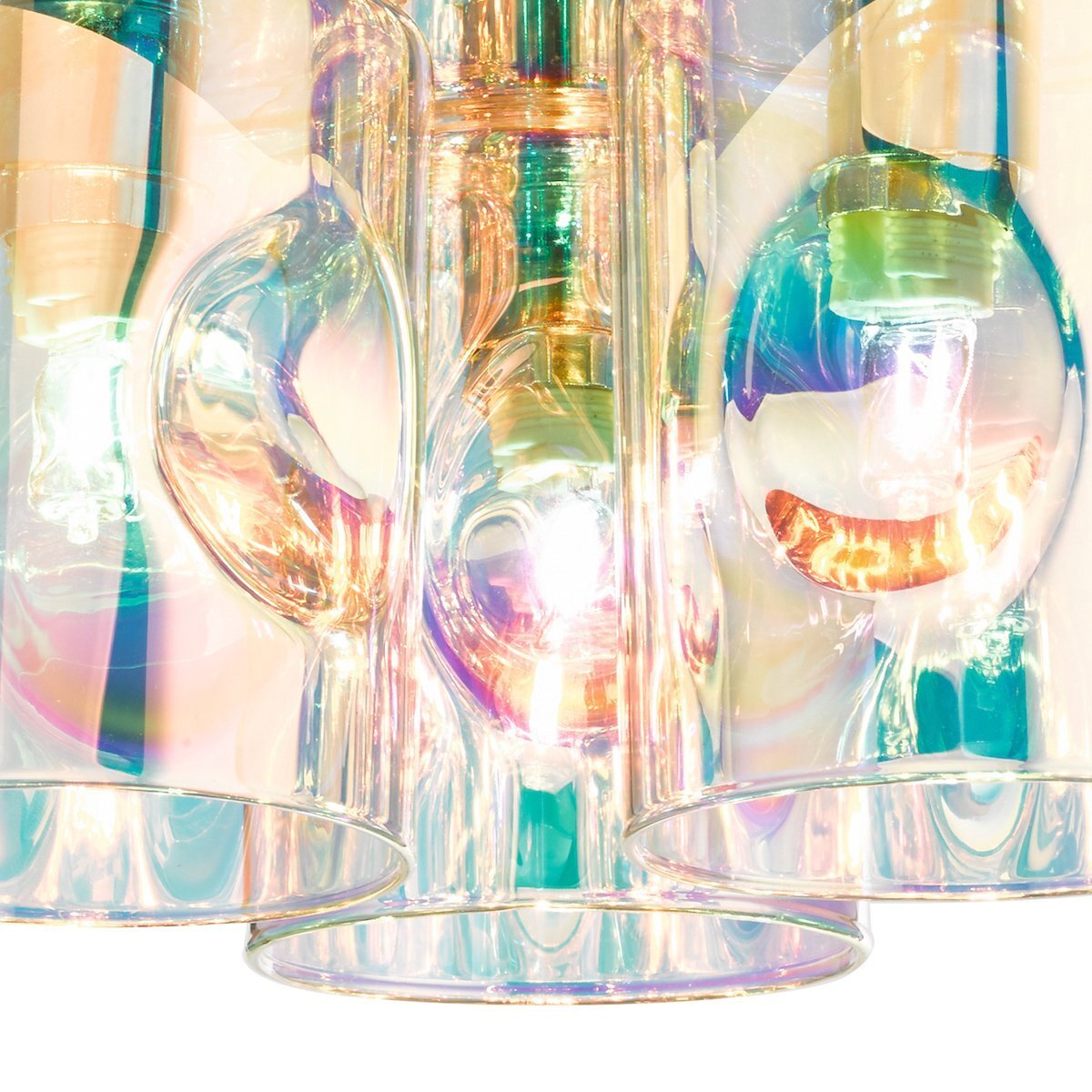 Dar Lighting Inter 3 Light Polished Chrome & Iridised Glass Flush