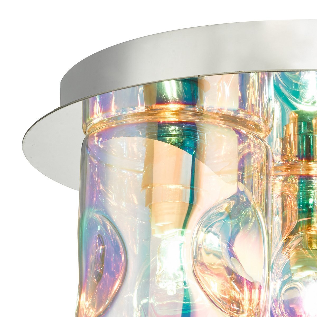 Dar Lighting Inter 3 Light Polished Chrome & Iridised Glass Flush