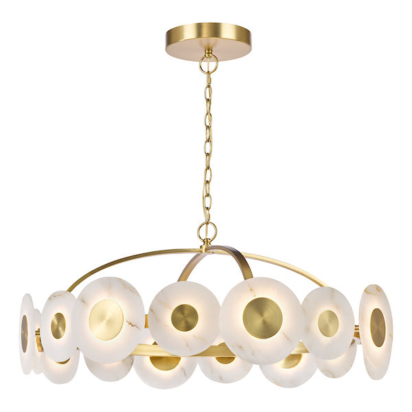 Dar Lighting Irela LED Matt Brass & Alabaster Pendant