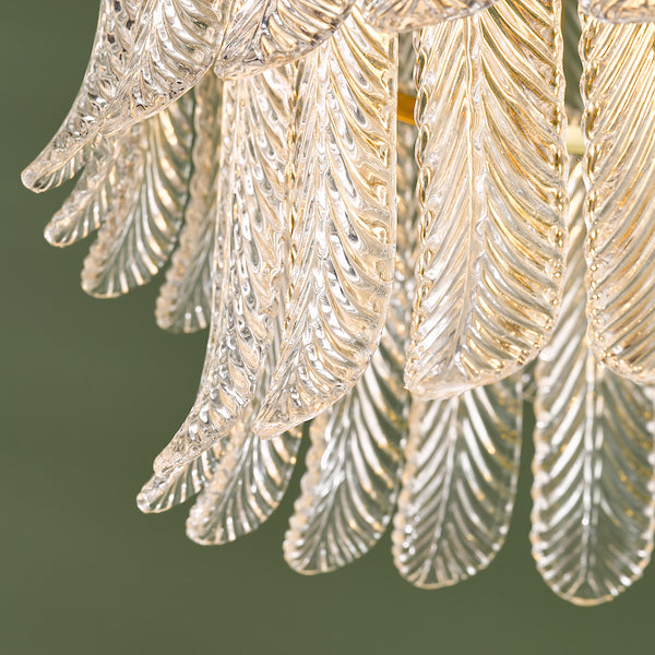 Dar Lighting Irisen 6 Light Natural Brass & Textured Glass Pendant