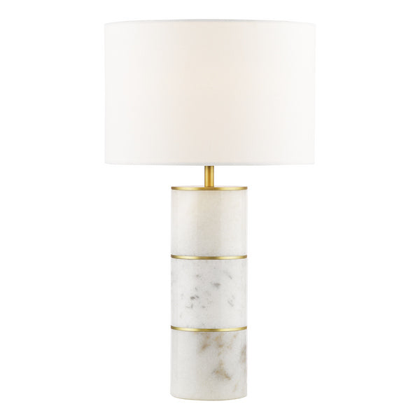 Dar Lighting Ishana Marble & Matt Antique Brass Table Lamp With Shade