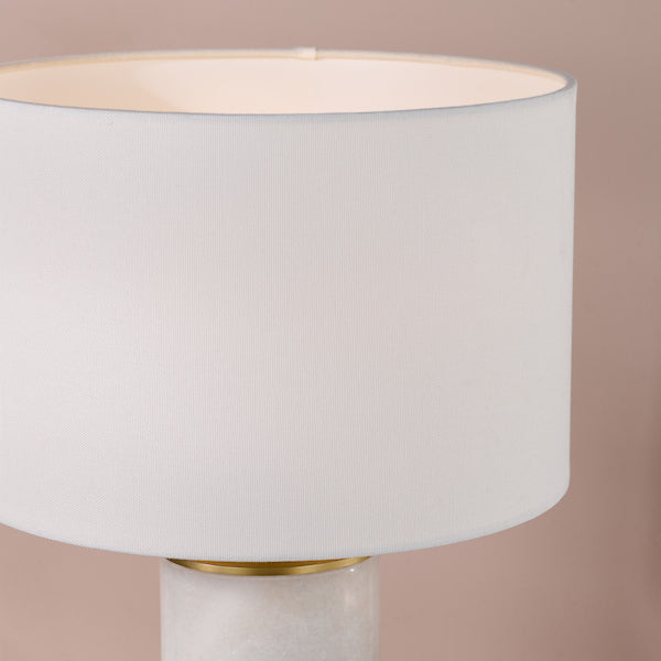 Dar Lighting Ishana Marble & Matt Antique Brass Table Lamp With Shade