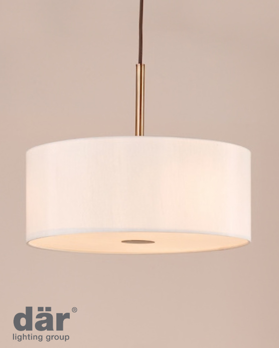 Dar Lighting Isla 3 Light Antique Bronze Pendant With Ecru Shade 40cm