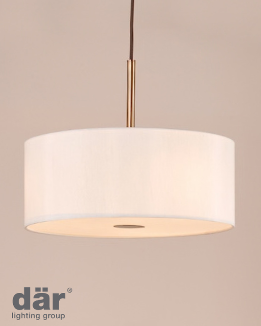 Dar Lighting Isla 3 Light Antique Bronze Pendant With Ecru Shade 40cm
