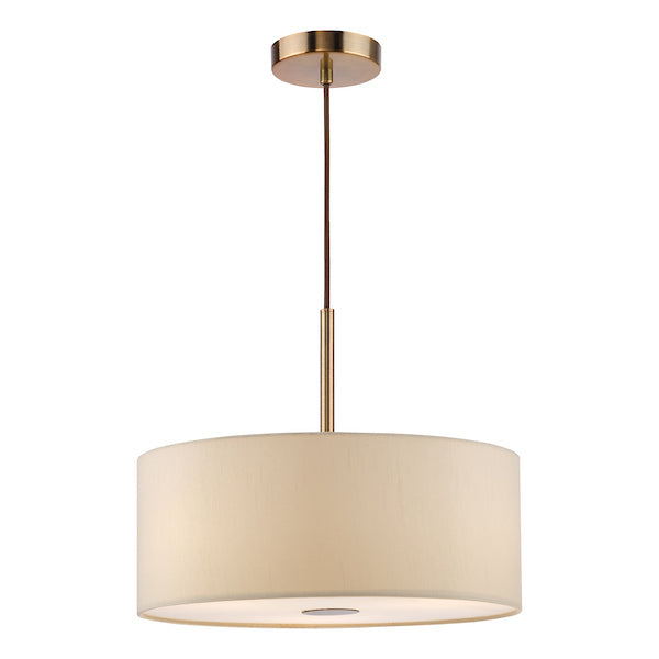 Dar Lighting Isla 3 Light Antique Bronze Pendant With Ecru Shade 40cm