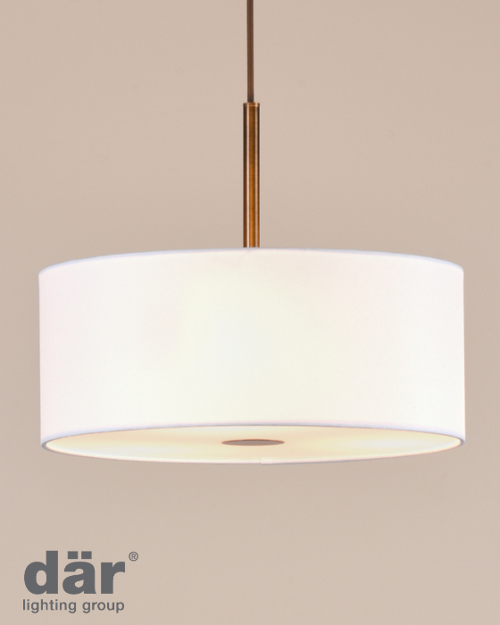 Dar Lighting Isla 3 Light Antique Bronze Pendant with 40cm Ivory Shade