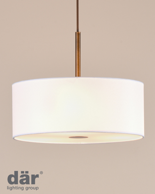 Dar Lighting Isla 3 Light Antique Bronze Pendant with 40cm Ivory Shade